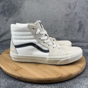 Vans Sk8-Hi Shoes Boys Size 6 White Suede Canvas High Top Skate Sneakers